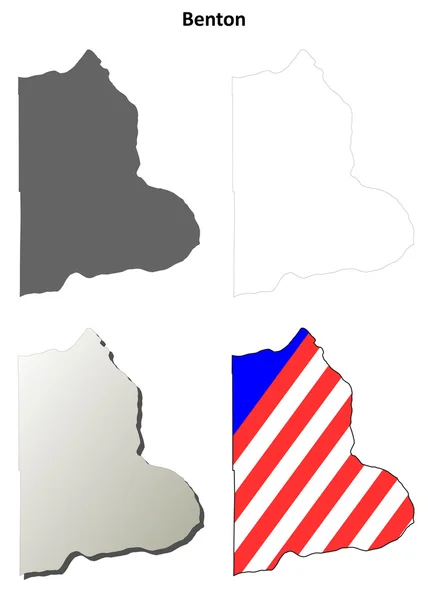 ベントン郡、ワシントン州概要地図セット — ストックベクタ