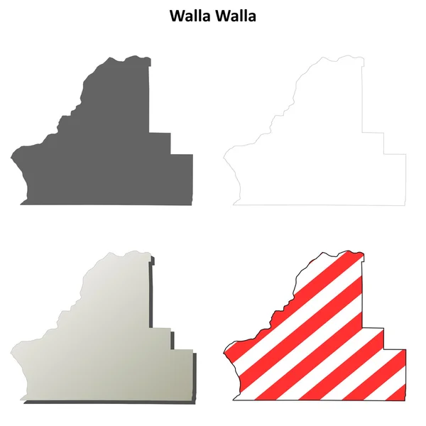 Walla Walla County, Washington kontur karta set — Stock vektor