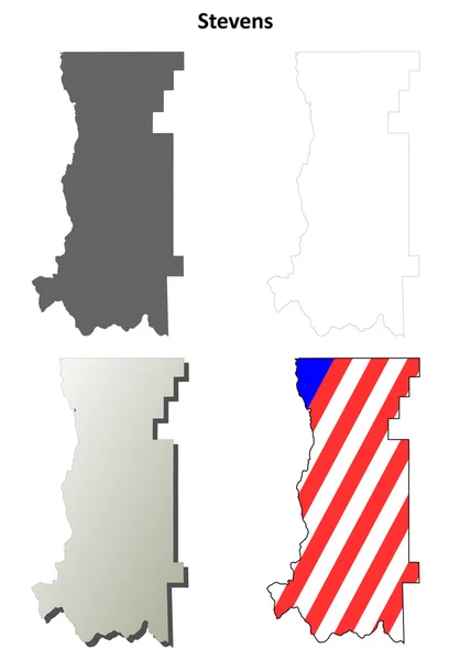 Set di mappe della contea di Stevens, Washington — Vettoriale Stock