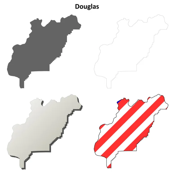 Douglas County, Washington esboço mapa definido —  Vetores de Stock