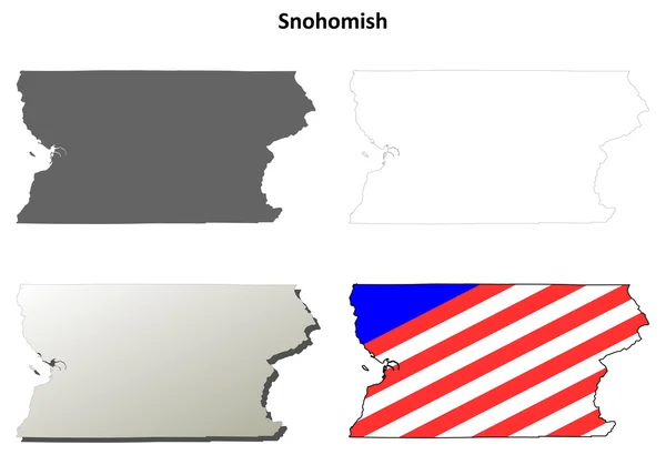 Condado de Snohomish, Washington esquema mapa conjunto — Vector de stock