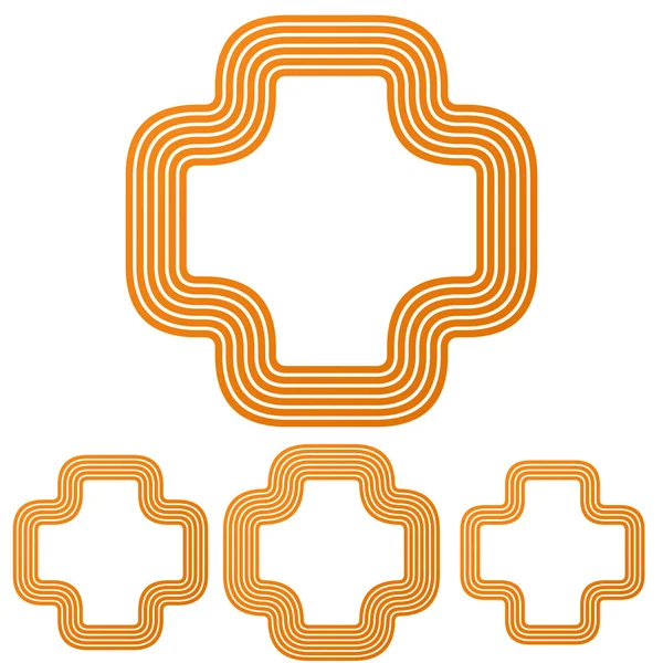 Oranje lijn en logo vormgeving set — Stockvector