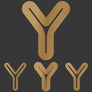 Bronz çizgi y logo tasarım kümesi