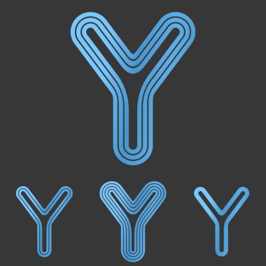 Metalik Mavi y harfi logo tasarım kümesi