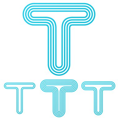Mavi çizgi t logo tasarım kümesi