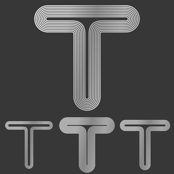 Silver letter t logo design set — Stock Vector