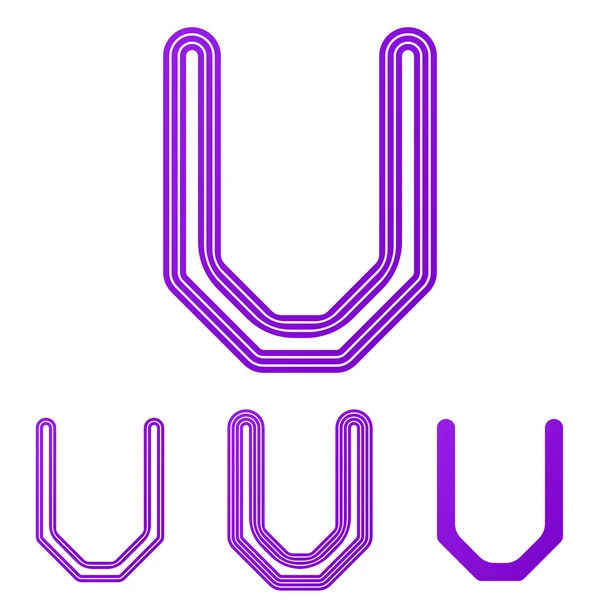 Linha roxa u conjunto de design de logotipo — Vetor de Stock