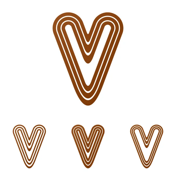 Brown line v logo design set — Stock Vector