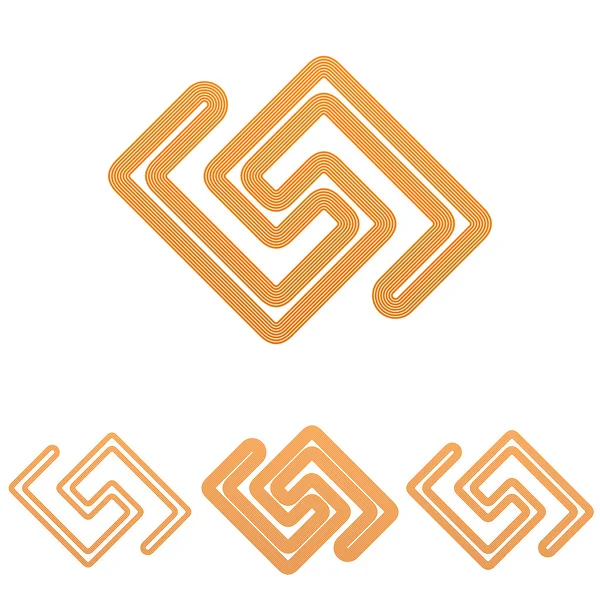 Oranje lijn onderzoek logo ontwerpset — Stockvector