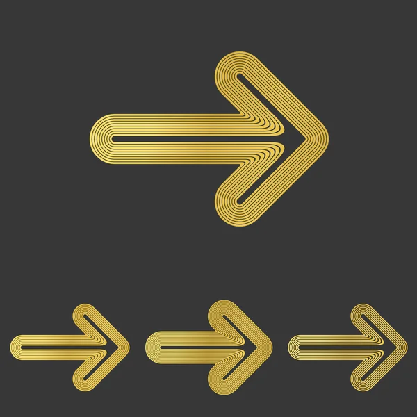Altın çizgi ok logo tasarım kümesi