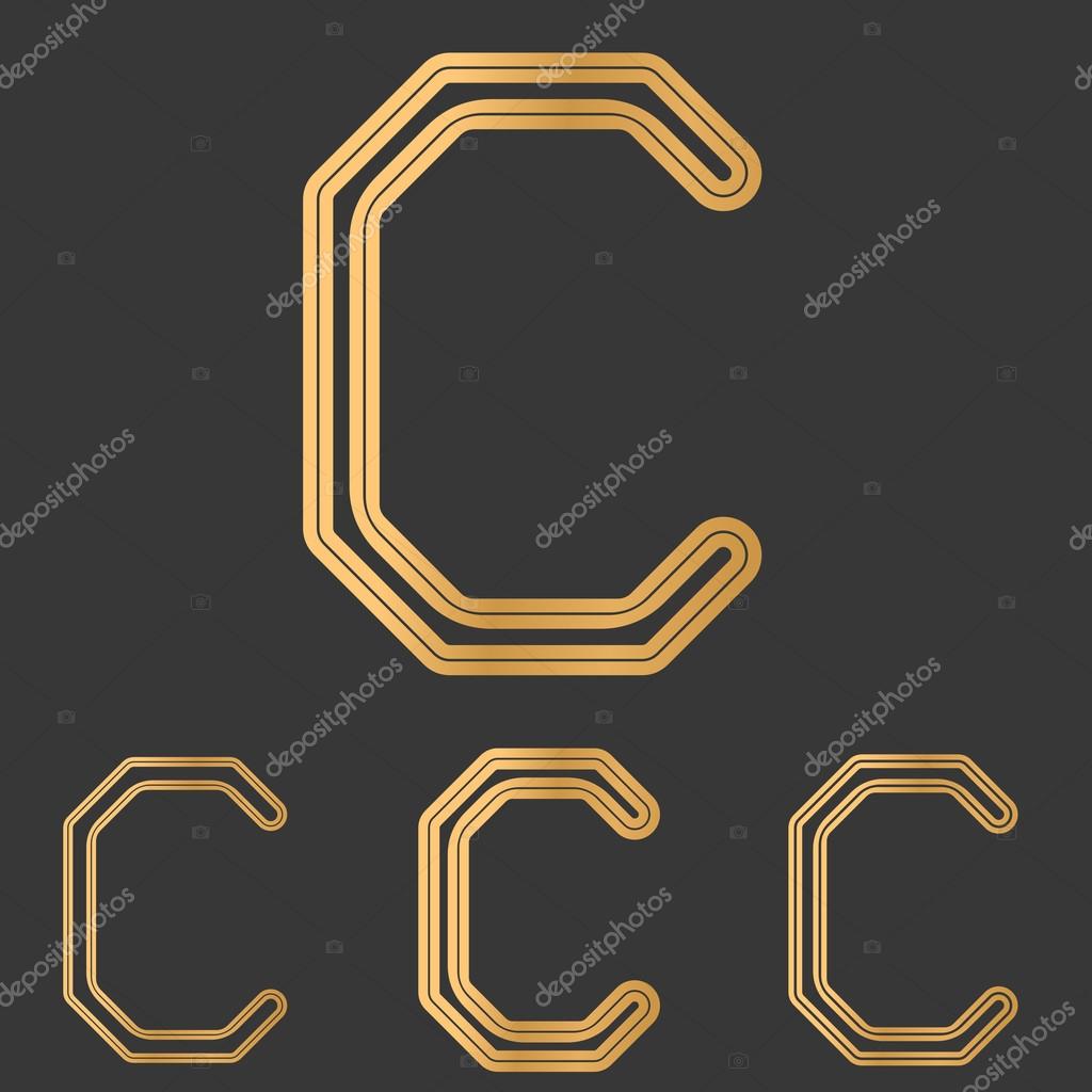 Bronze line letter c logo design set