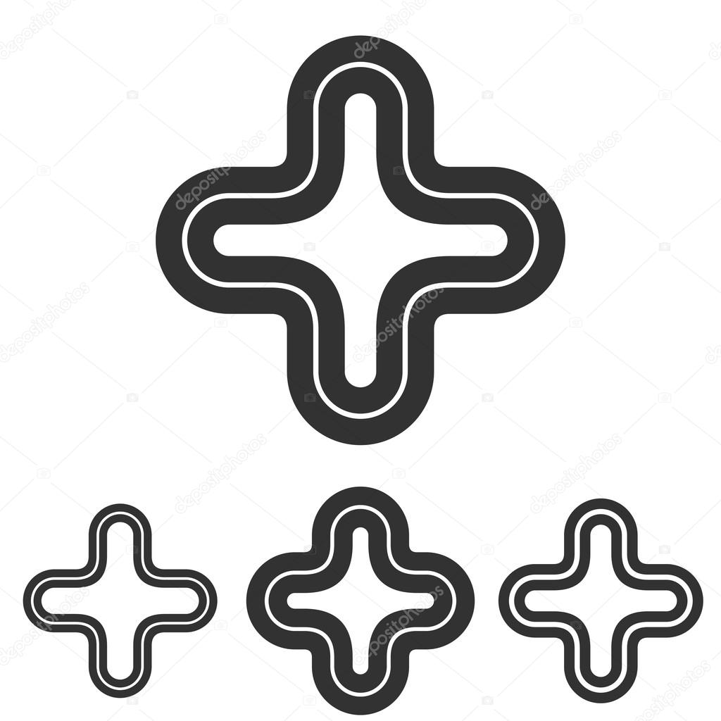 Plus vector line logo design template set