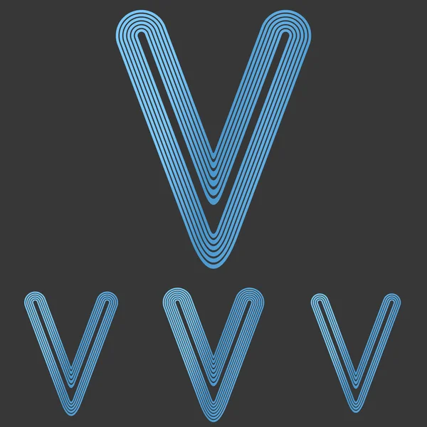 Línea azul v logo diseño conjunto — Vector de stock