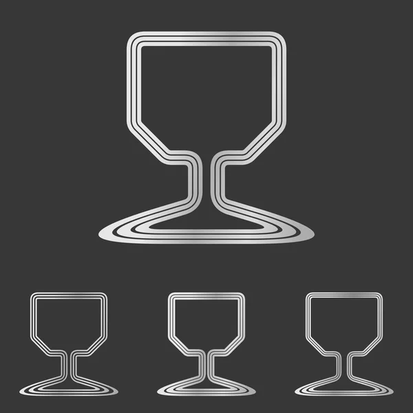 Silver wine glass logo design set