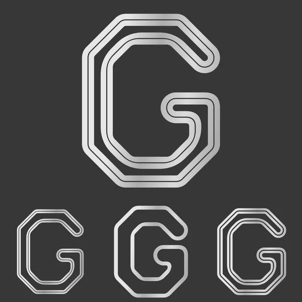 Argento linea g logo set di design — Vettoriale Stock