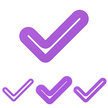 Mor çizgi onaylamak logo tasarım kümesi