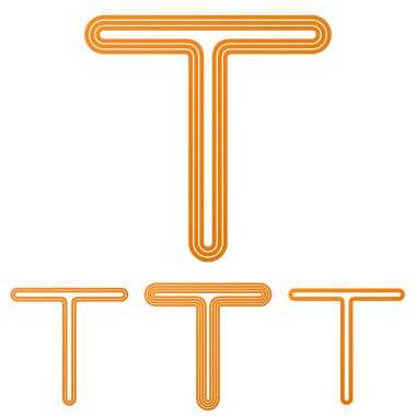 Turuncu çizgi t logo tasarım kümesi