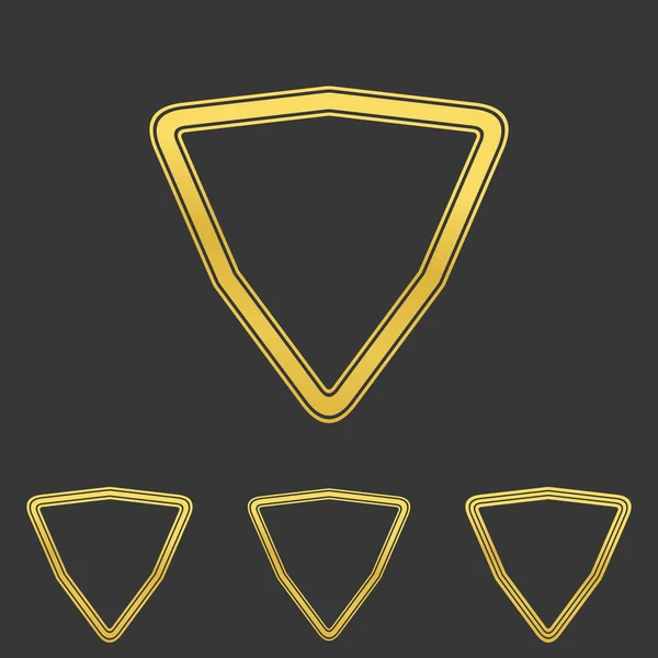 Goldenes Dreieck Schild Logo Design Set — Stockvektor