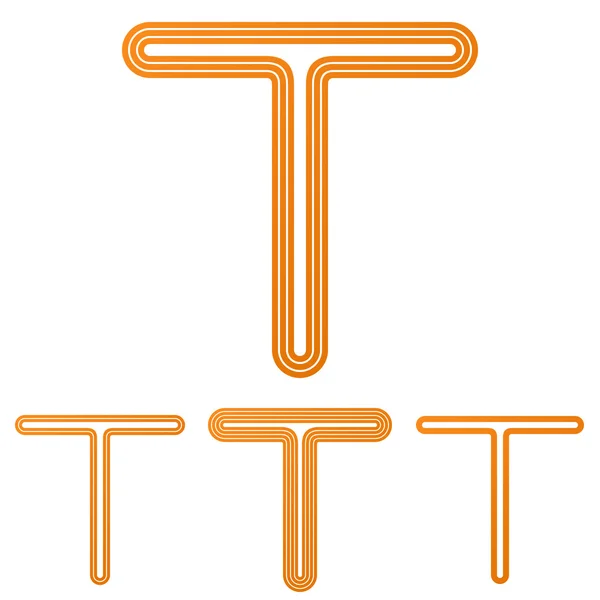 Pomarańczowa linia t logo projektu zestaw — Wektor stockowy