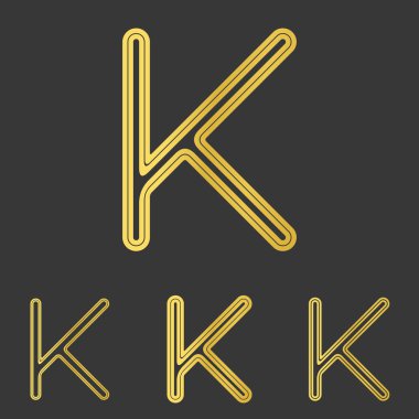 Altın harf k logo tasarım seti