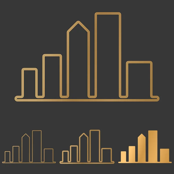 Bronz çizgi şehir logo tasarım kümesi — Stok Vektör