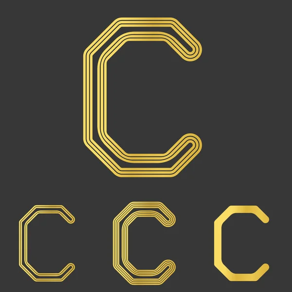 Altın çizgi harf c logo tasarım kümesi — Stok Vektör