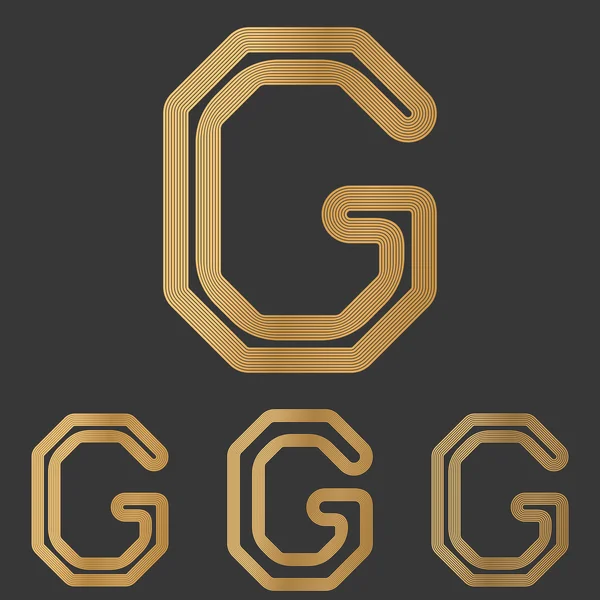 Línea de bronce letra g logo diseño conjunto — Archivo Imágenes Vectoriales