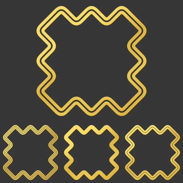 Linea dorata disegno astratto logo set — Vettoriale Stock