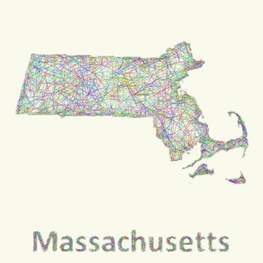Massachusetts line art map clipart