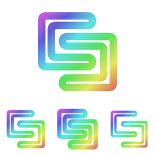 Rainbow linha ciência logotipo conjunto de design — Vetor de Stock