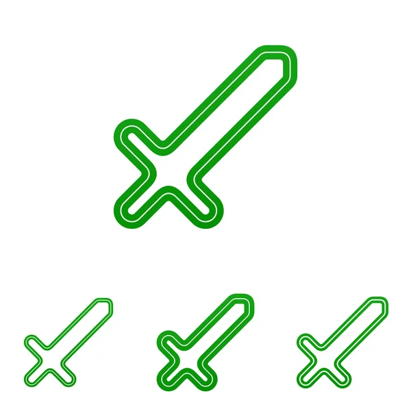 Grüne Linie Schwert Logo Design Set — Stockvektor