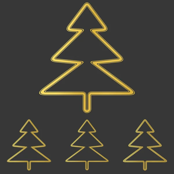 Altın çam ağacı logo tasarım kümesi — Stok Vektör