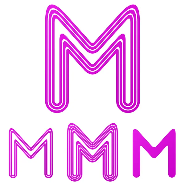 Magenta line m logo design set — Stock Vector