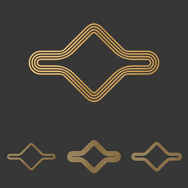 Bronze Linie abstrakt Logo Design Set — Stockvektor