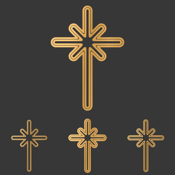 Bronze Linie Kreuz Logo Design Set — Stockvektor