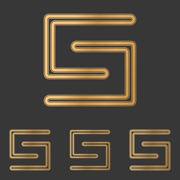 Sada návrhů loga věda bronzová linie — Stockový vektor