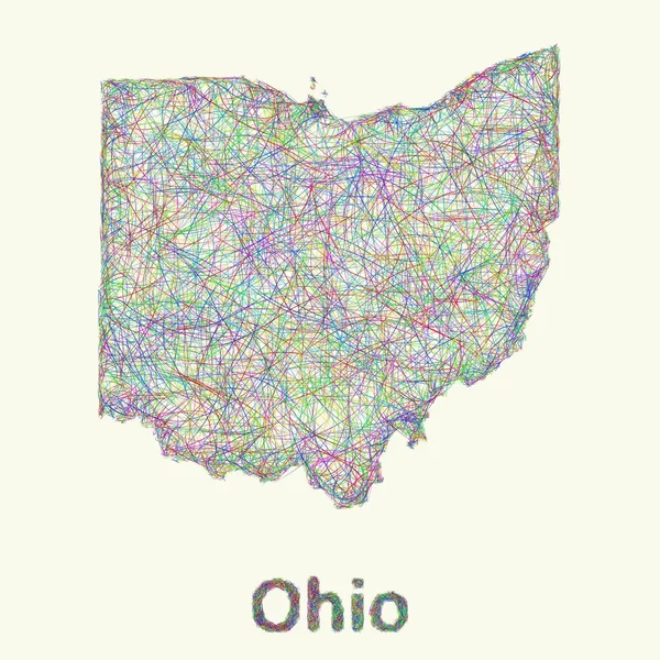 Ohio line art Térkép — Stock Vector
