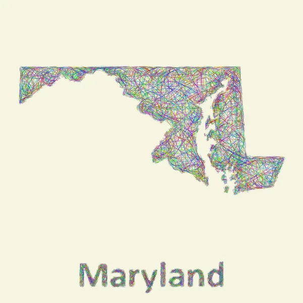 Maryland linie umění mapa — Stockový vektor