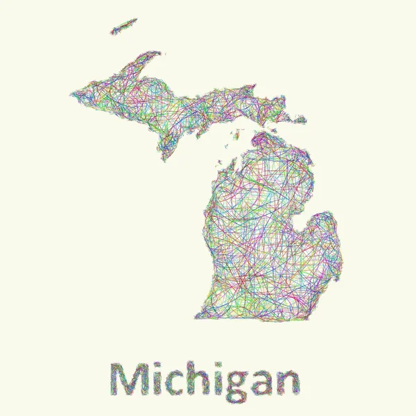 Michigan linie umění mapa — Stockový vektor