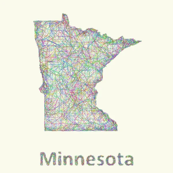 Mapa de arte linha Minnesota — Vetor de Stock