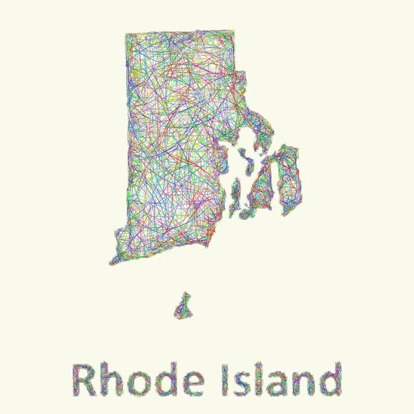 Rhode Island mapa da arte linha — Vetor de Stock