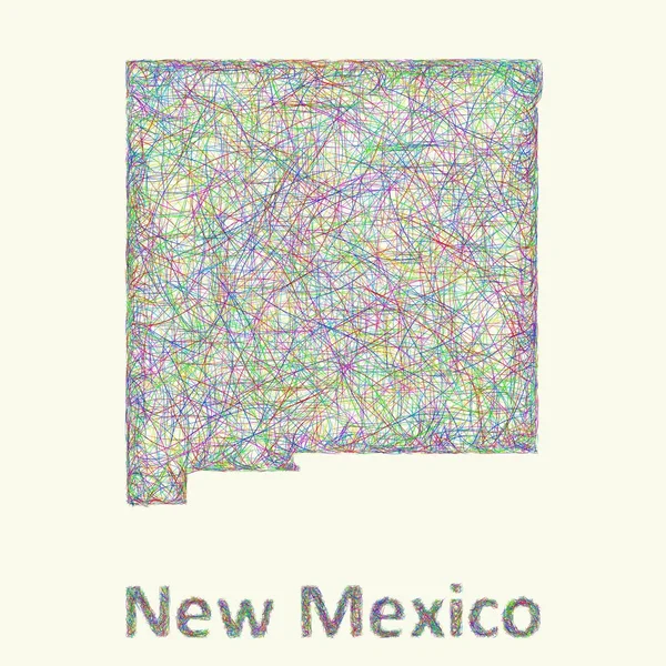 Nové Mexiko linie umění mapa — Stockový vektor