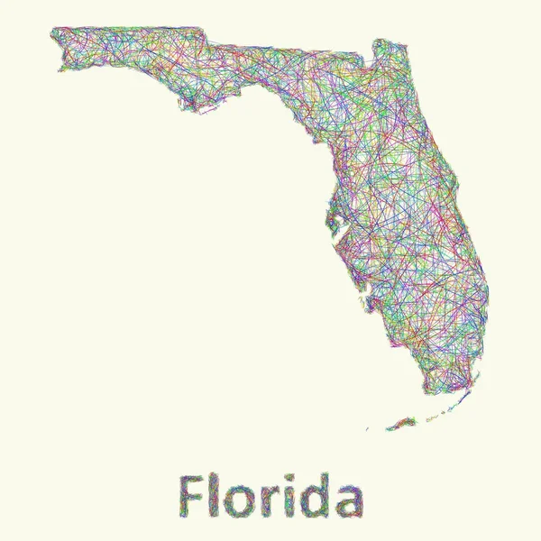 Mapa de arte de línea de Florida — Archivo Imágenes Vectoriales