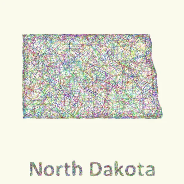 North Dakota lijn kunst kaart — Stockvector