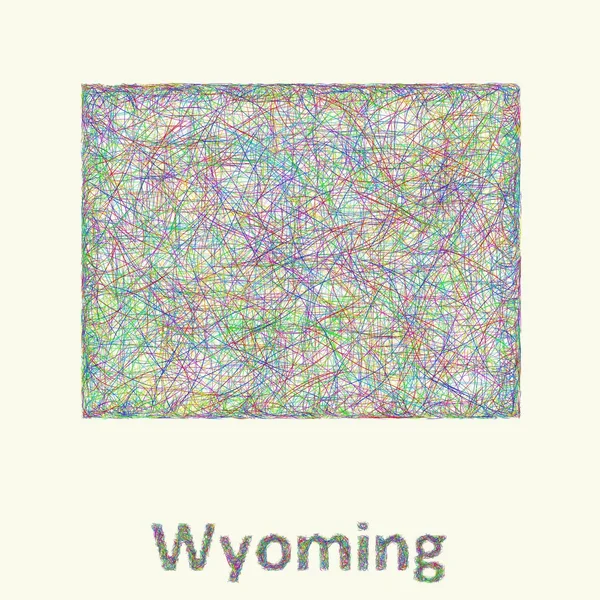 Линейная карта Вайоминга — стоковый вектор