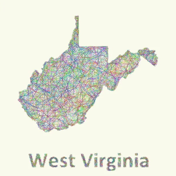 West Virginia line art mappa — Vettoriale Stock