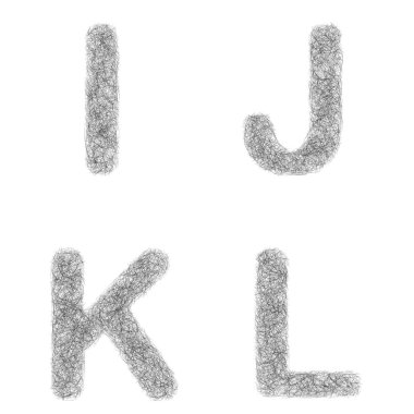 Tüylü kroki yazı seti - ı, J, K, L harfleri
