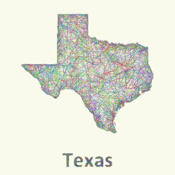 Mappa della linea d'arte Texas — Vettoriale Stock