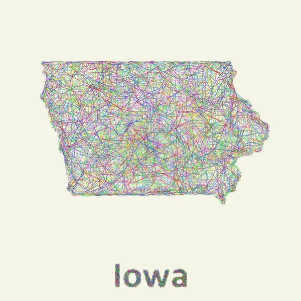 Iowa linie umění mapa — Stockový vektor