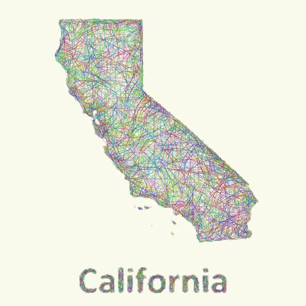 Kalifornien line art karte — Stockvektor